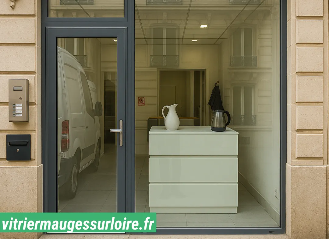 Façade vitrine de magasin en aluminium sur mesure à Mauges-sur-Loire